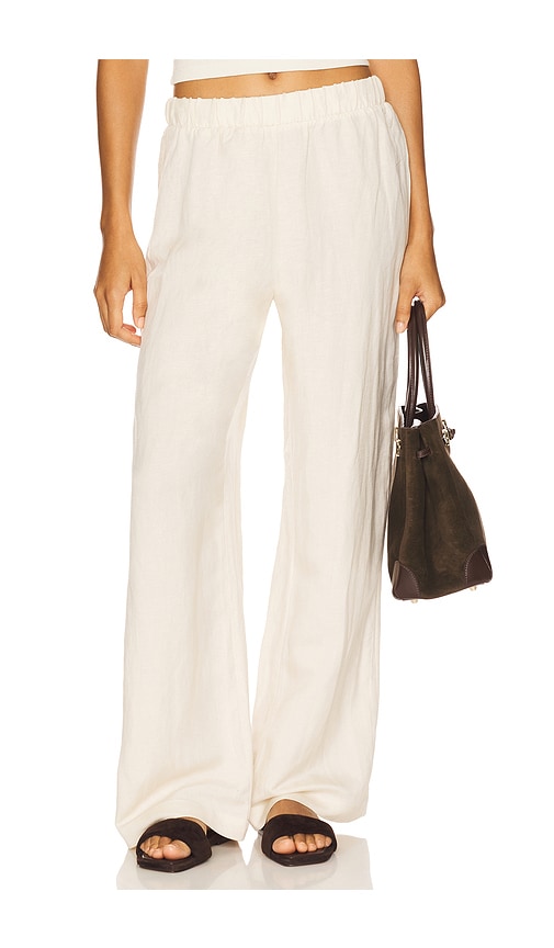 Woven Linen Pant in Nude. - size XL (also in L, M, S, XS)