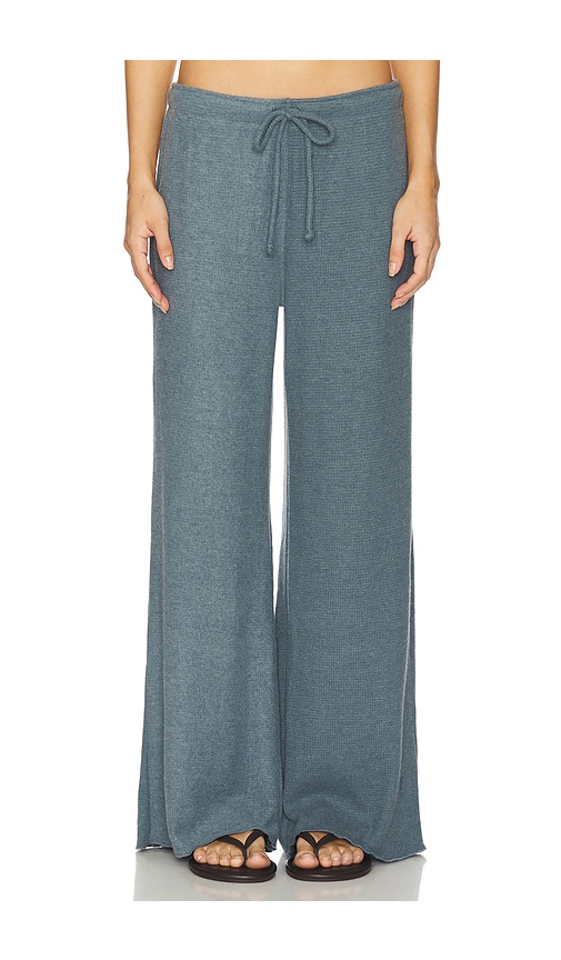 Perfectwhitetee Maddie Waffle Drawstring Pant In Blue