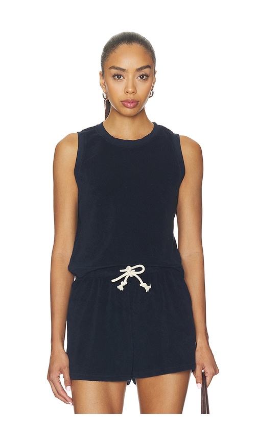 perfectwhitetee Esther Loop Terry High Neck Crop Tank - Women's Clothing