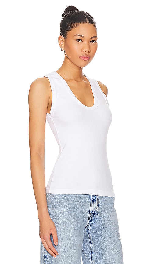 Shop Perfectwhitetee U Neck Ribbed Tank In 白色