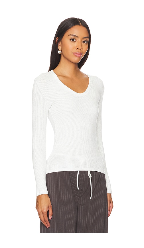 Shop Perfectwhitetee Sweater Rib Long Sleeve U Neck Top In Cream