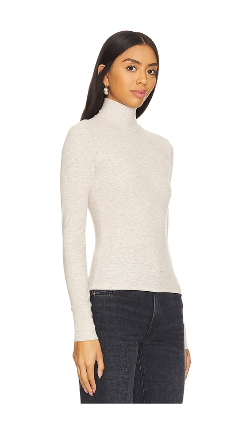 Shop Perfectwhitetee Luxe Rib Turtle Neck Top In 헤더 오트밀