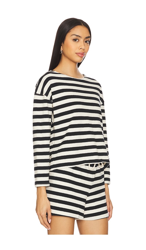 Shop Perfectwhitetee Taylor Striped Long Sleeve Top In Black,white