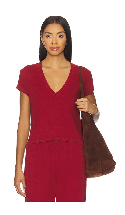 Perfectwhitetee Alanis V Neck Tee In Red