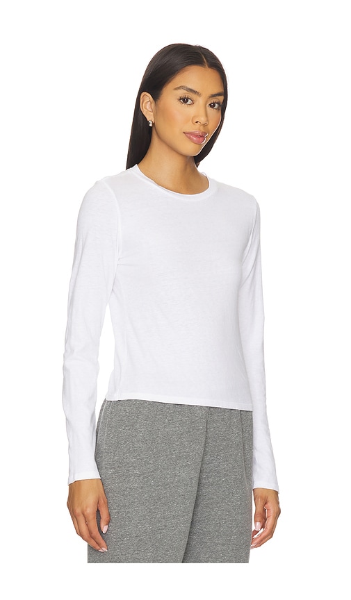 Perfectwhitetee Jamie Recycled Cotton Long Sleeve Crewneck Top In White