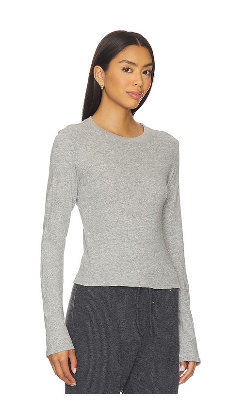 Perfectwhitetee Jamie Cotton Long Sleeve Top In Gray