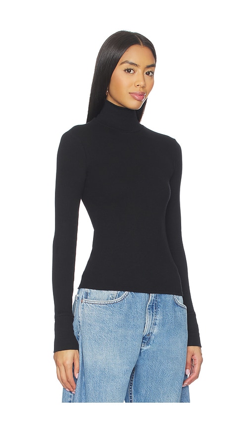 Perfectwhitetee Hayden Turtleneck Top In Black