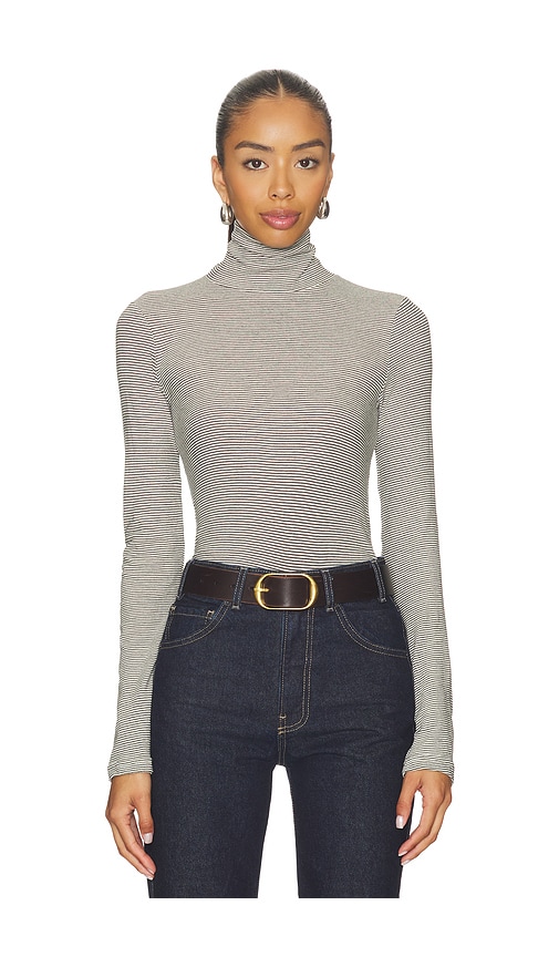 perfectwhitetee Cindy Stripe Jersey Turtleneck
