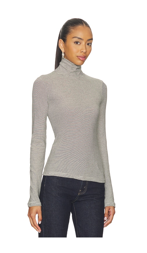  Perfectwhitetee Jersey De Cuello Alto De Rayas Cindy En Color Negro, Blanco Talla M  (también En S). 