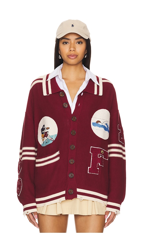 Found Varsity Patchwork Knit in Deep Red