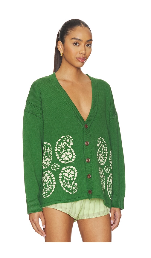  Found Paisley Jacquard Cardigan In Dark Green. Size Xs. Also In S, M, L. 