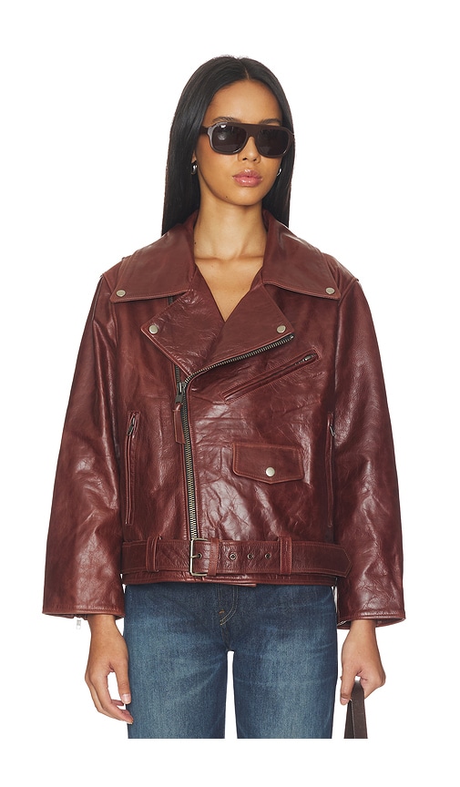 Found Biker Leather Jacket In Brown