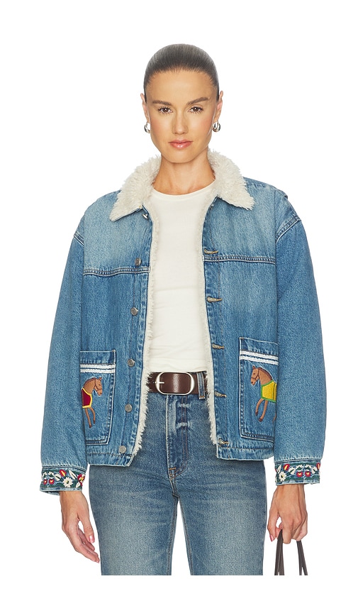 Found Horse Equine Denim Work Jacket in Blue. - size L (also in M, S, XL/1X, XS)