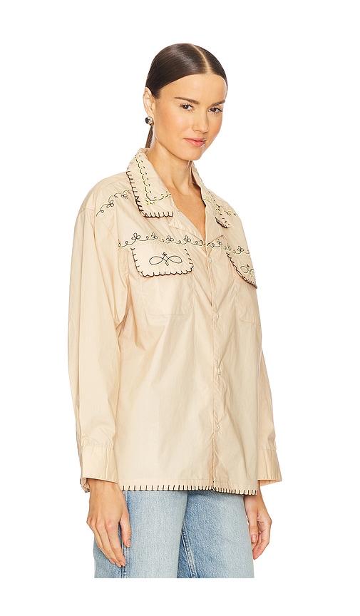 Shop Found X Revolve Embroidered Button Up Shirt In Brown