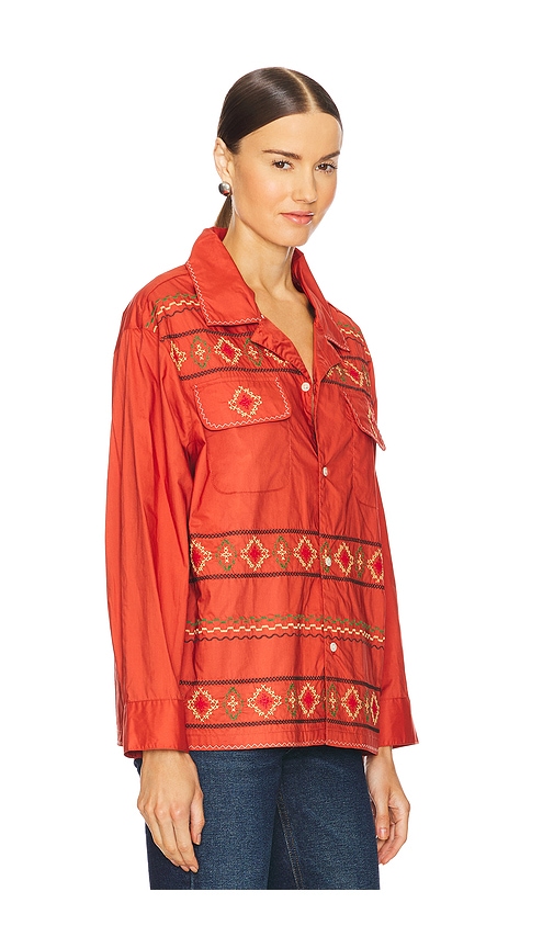 Shop Found X Revolve Embroidered Button Up Shirt In Red