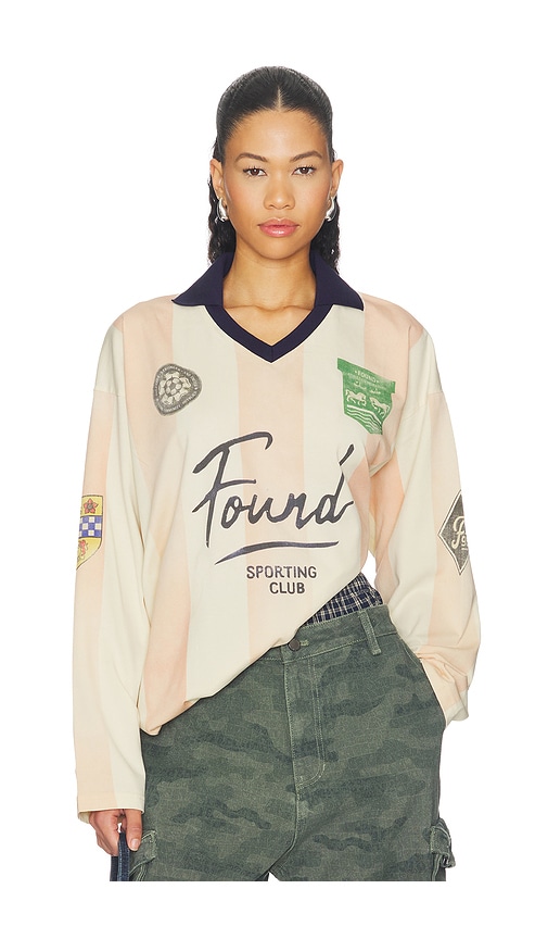 Found Striped Sport Long Sleeve Jersey Tee In Neutral