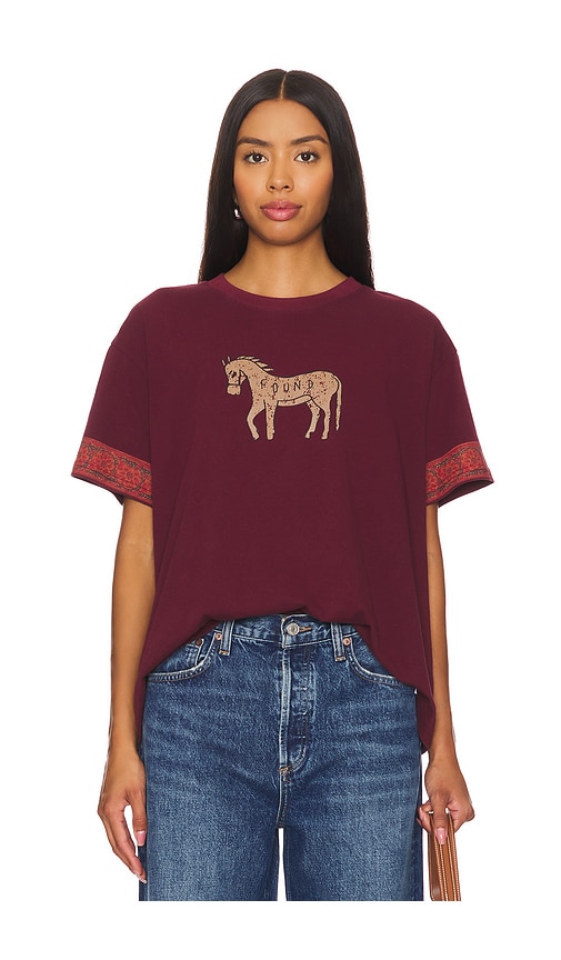 Shop Found Horse Embellished Tee In Burgundy