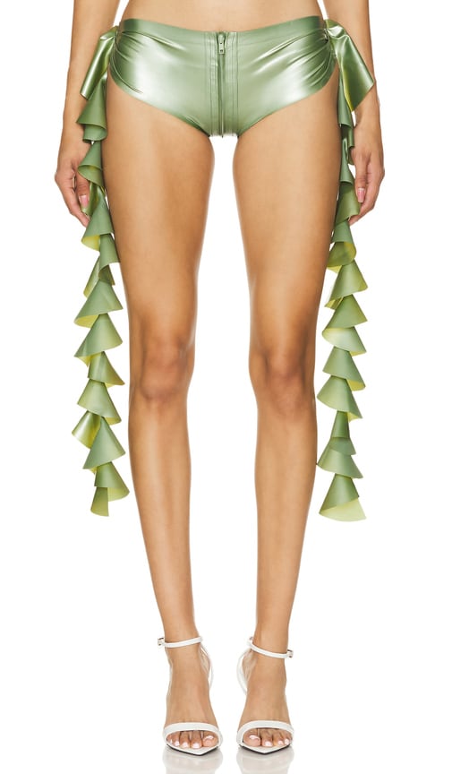 Shop Poster Girl Rapunzel Latex Hotpant In Dollar Bill Green