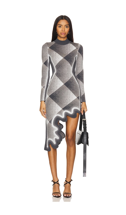 Shop Ph5 Dobby Long Sleeve Wavy Plaid Dress In Charcoal