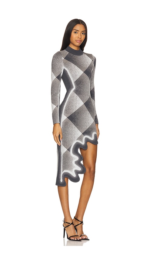 Shop Ph5 Dobby Long Sleeve Wavy Plaid Dress In Charcoal