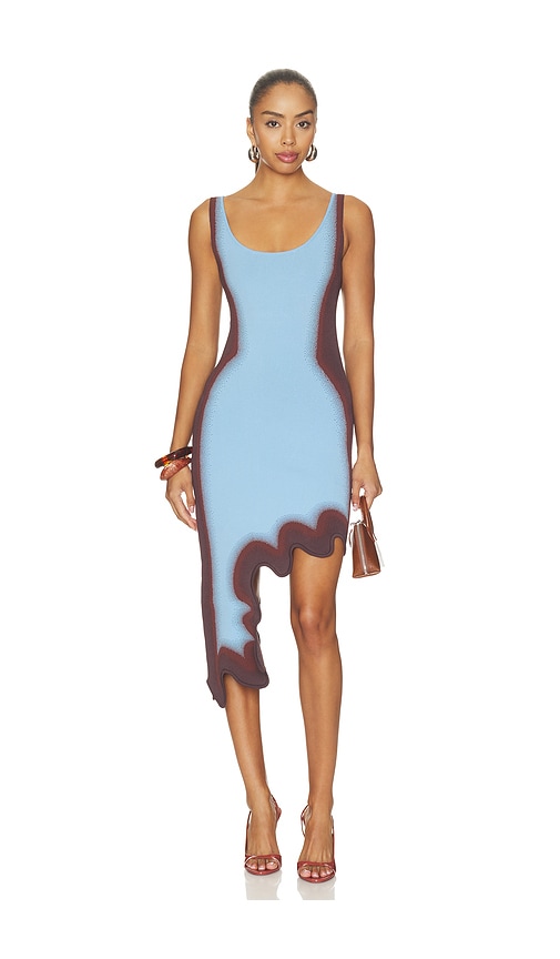 Ph5 Aster Reversible Wavy Dress In Arctic Blue