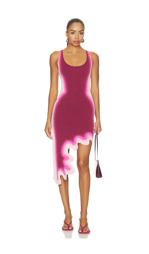 Ph5 Aster Reversible Wavy Dress In Pink Dazzle