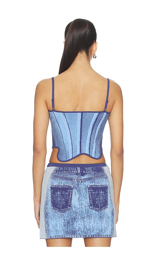  Ph5 Oberteil Mila Denim Print Tank In Blue. Größe Xs. Also In S, M, L, Xl. 