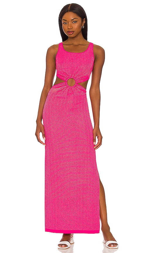 4610737 Pink Cubic Zirconia Collar Pleated Dress main image 1
