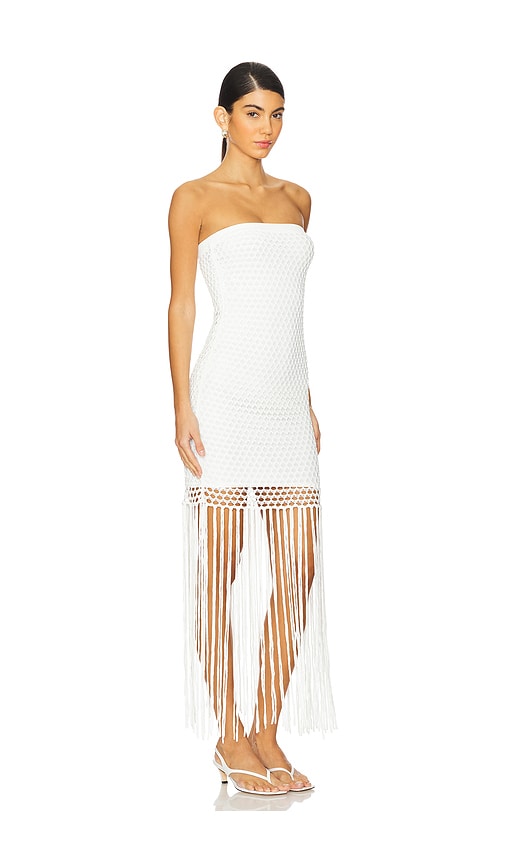 Shop Pq Vanessa Strapless Fringe Dress In White