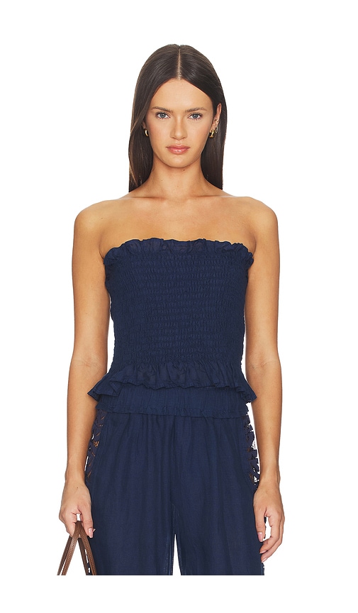 PQ Lexi Smocked Top in Navy. - size L (also in M, S)