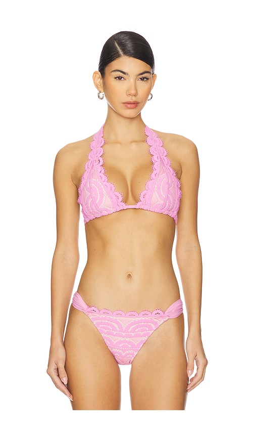 Pq Lace Halter Bikini Top In Pink