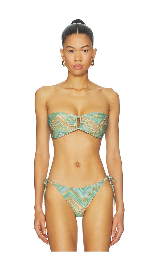 Detail Bandeau Bikini Top by PQ in Green Printed