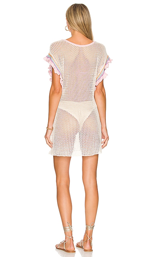 Crochet Ruffle Sleeve Mini Dress Pitusa $240 