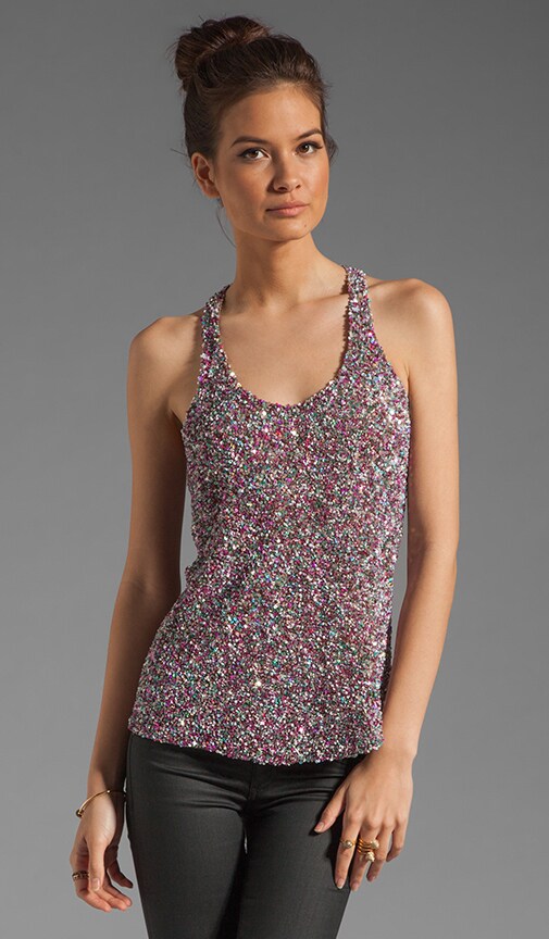 Glimmer Tonight Sequin Tank- Taupe