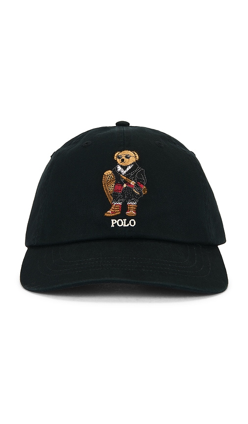 Polo Ralph Lauren Classic Twill Novelty Holiday Bear Sport Cap In Black