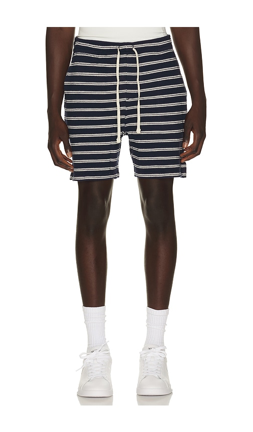 Polo Ralph Lauren Cotton Club Bar Stripe Textured Pull On Short In Blue