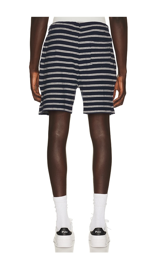 Polo Ralph Lauren Cotton Club Bar Stripe Textured Pull On Short In Blue