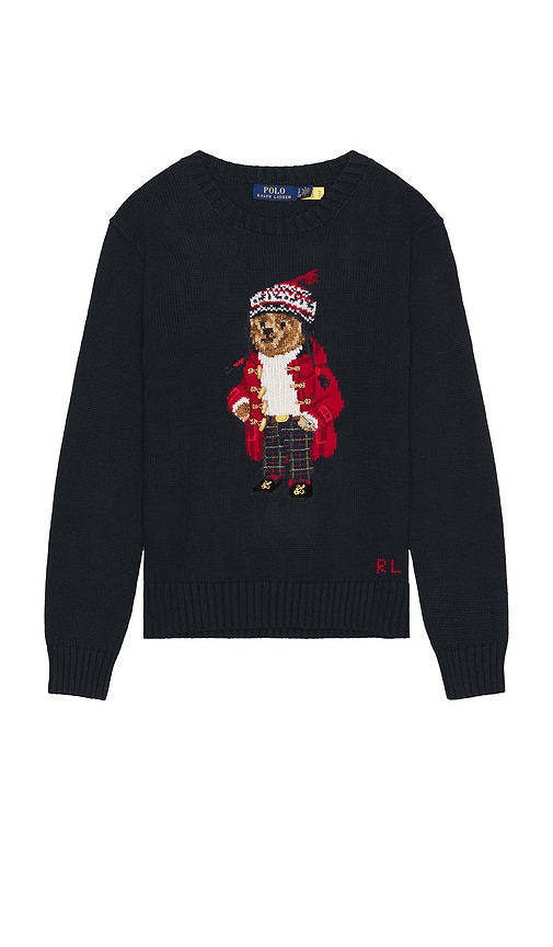 Shop Polo Ralph Lauren Long Sleeve Bear Pullover Sweater In Navy