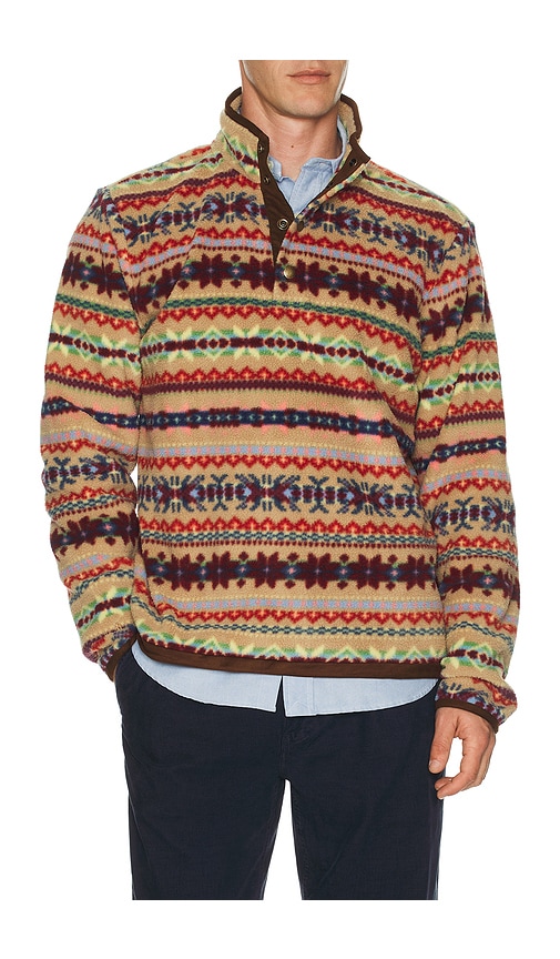 Polo Ralph Lauren Long Sleeve Printed Vintage Fleece Snap Mockneck Pullover