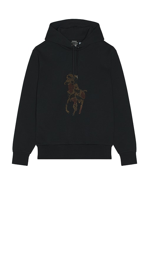  Polo Ralph Lauren Long Sleeve Double Knit Tech Hoodie With Large Camo Pony In Black. Size S. Also In M, Xl/1x. 