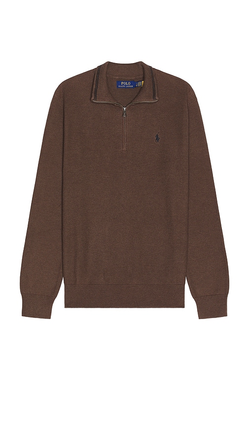 Polo Ralph Lauren 1/2 Zip Sweater Pullover in Nutmeg Brown Heather