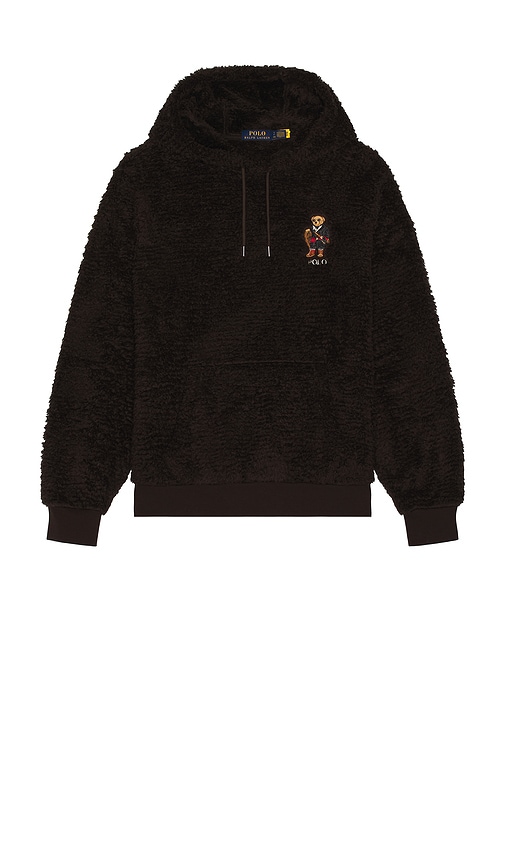 Polo Ralph Lauren Long Sleeve Curly Hi-pile Holiday Bear Hoodie In Brown. Size M. Also In L, Xxl/2x. 