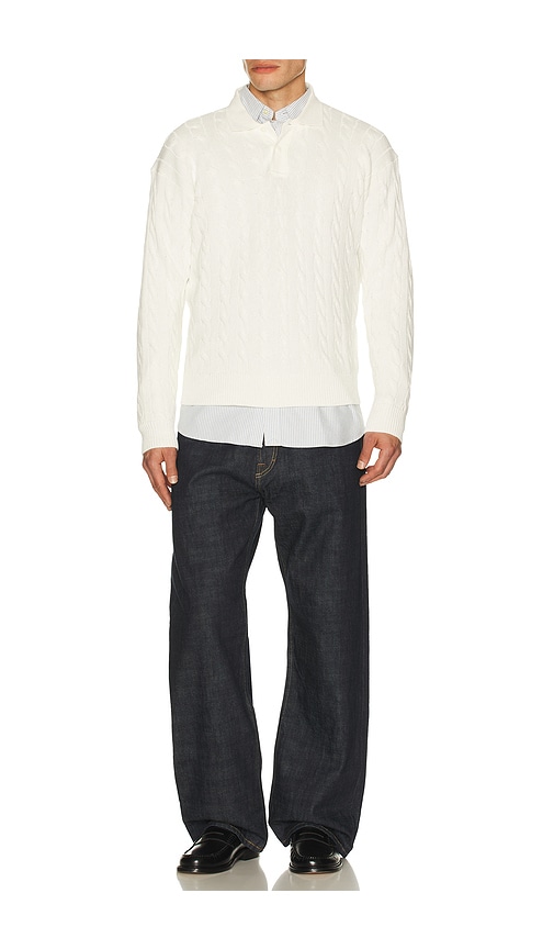  Polo Ralph Lauren Long Sleeve Garment Dyed Cable Knit Polo Sweater Relaxed Fit In White. Size S. Also In M, L, Xl/1x, Xxl/2x. 
