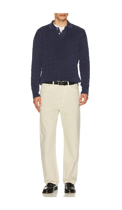  Polo Ralph Lauren Long Sleeve Garment Dyed Cable Knit Polo Sweater In Blue. Size S. Also In M, L, Xl/1x, Xxl/2x. 
