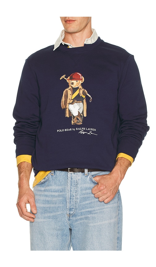 Polo Ralph Lauren Long Sleeve Fleece Society Bear Crewneck Sweatshirt In Multi