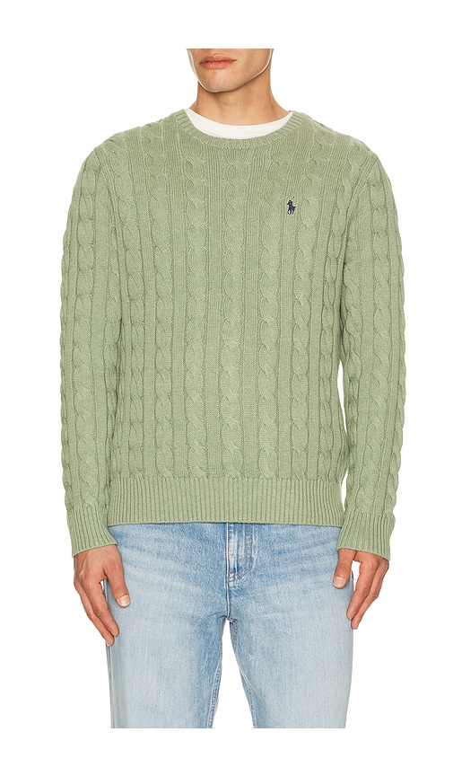 Polo Ralph Lauren Cable Knit Crewneck Sweater in Fern Green