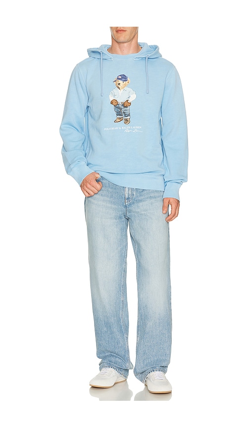  Polo Ralph Lauren Long Sleeve Vintage Fleece Novelty Denim Bear Hoodie In Blue. Size S. Also In M, L, Xl/1x, Xxl/2x. 