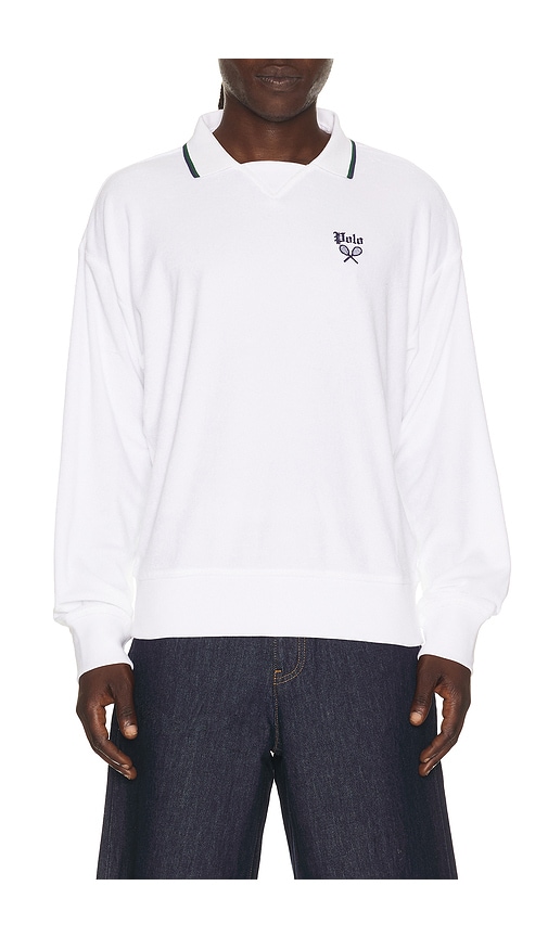 Polo Ralph Lauren Lightweight Terry Tennis Logo Polo Sweatshirt in White. - size M (also in L, S, XL/1X, XXL/2X)