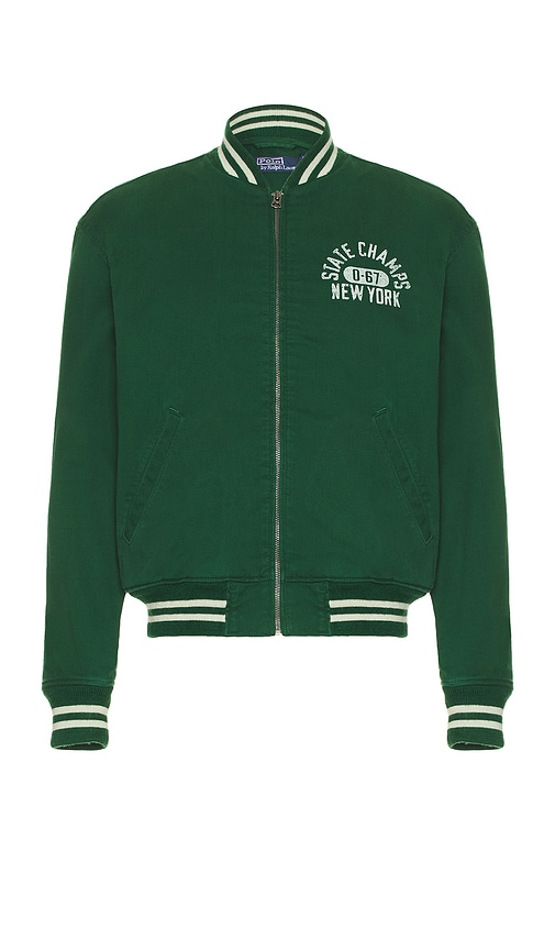 Shop Polo Ralph Lauren Athletic Club Bomber Jacket In Dark Green