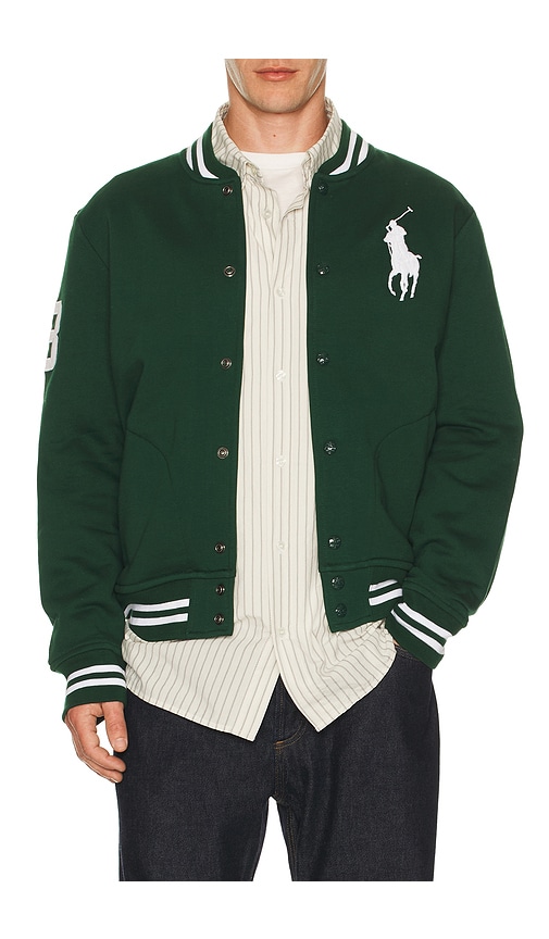 Polo Ralph Lauren Fleece Big Pony Baseball Jacket in Vintage Pine